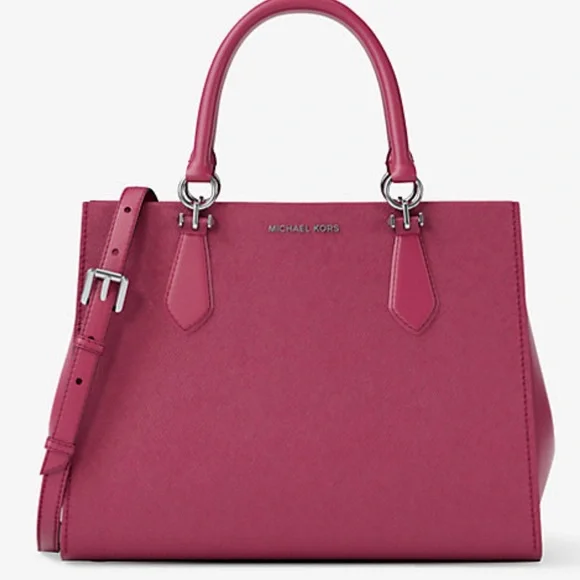 MICHAEL KORS Marilyn Medium Saffiano Leather Satchel
Dark Raspberry 
NWT - Picture 4 of 16
